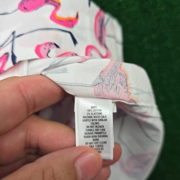 Bonobos Shirt Mens XL Pink White Button‎ Up Short Sleeve Flamingos AOP Preppy - Picture 6 of 7